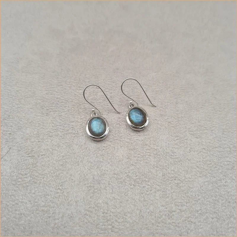 Boucles d'oreilles rondes en labradorite "EI1317.L"