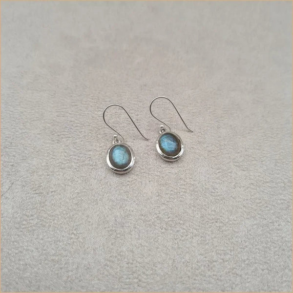 Boucles d'oreilles rondes en labradorite "EI1317.L"