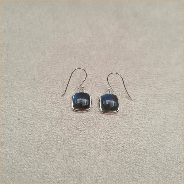 Boucles d'oreilles carrées en labradorite "EI1319.L"