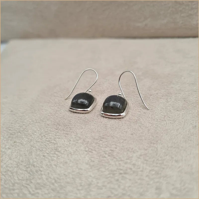 Boucles d'oreilles carrées en labradorite "EI1319.L"