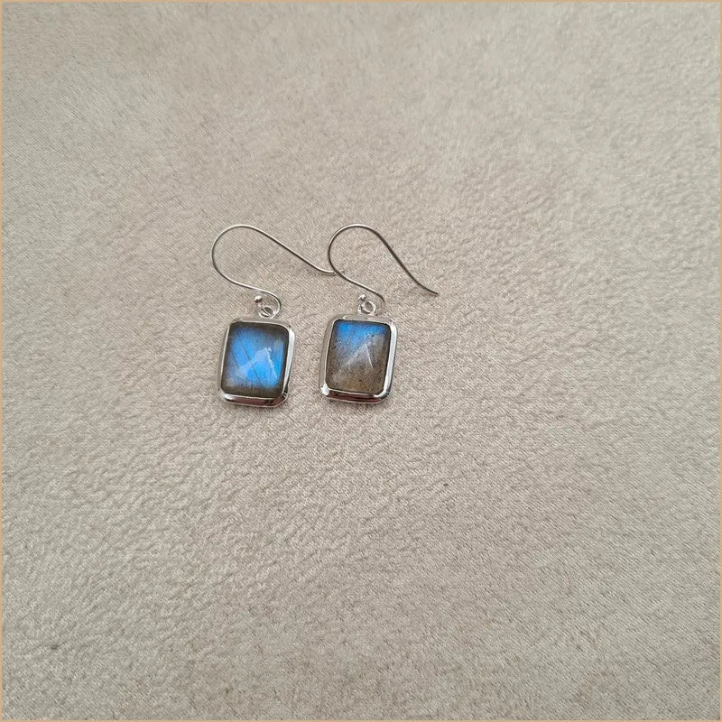 Boucles d'oreilles rectangles en labradorite "EI1322.L"