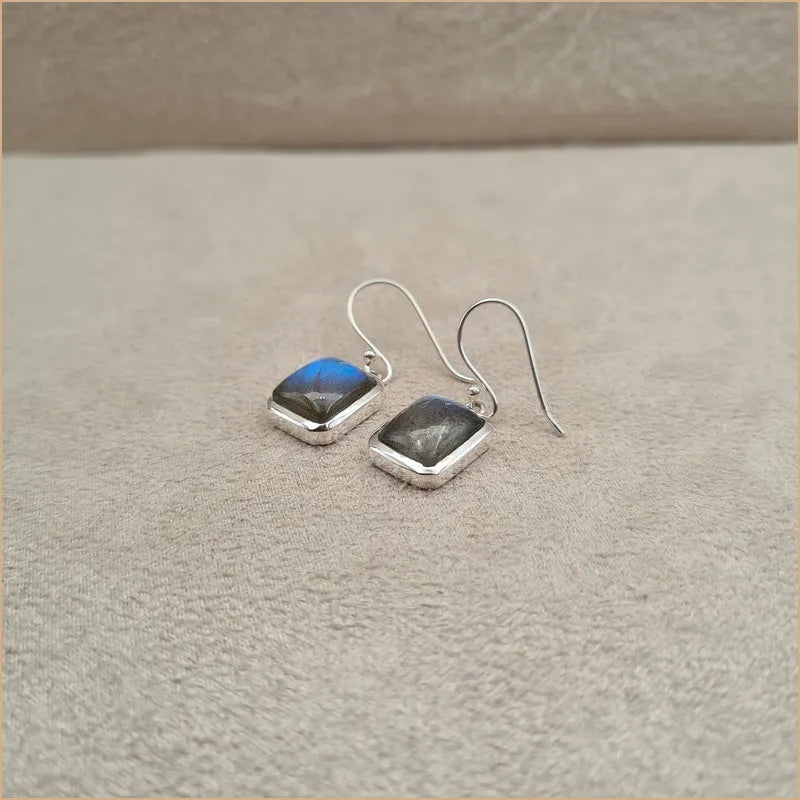 Boucles d'oreilles rectangles en labradorite "EI1322.L"