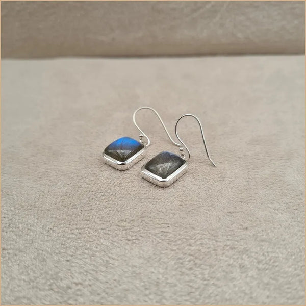 Boucles d'oreilles rectangles en labradorite "EI1322.L"