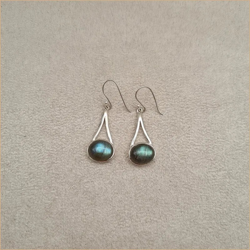 Boucles d'oreilles pendantes en labradorite "EI1324.L"