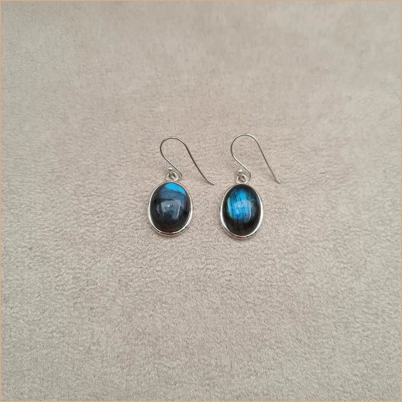 Boucles d'oreilles ovales en labradorite "EI1325.L"
