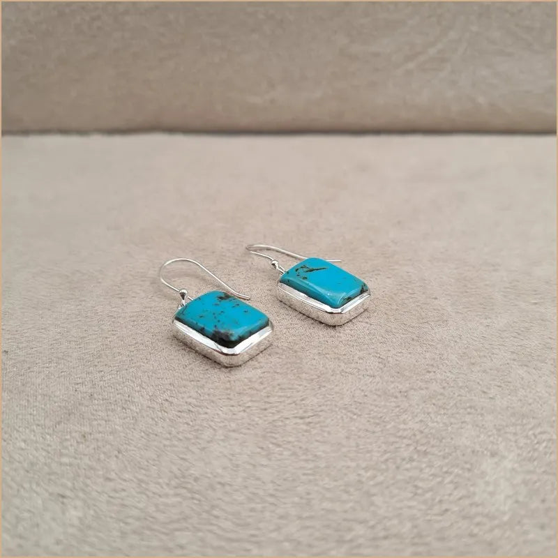Boucles d'oreilles rectangulaires en turquoise "EI1326.Y"