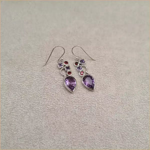 Boucles d'oreilles pendantes en améthyste "EI1327.A"