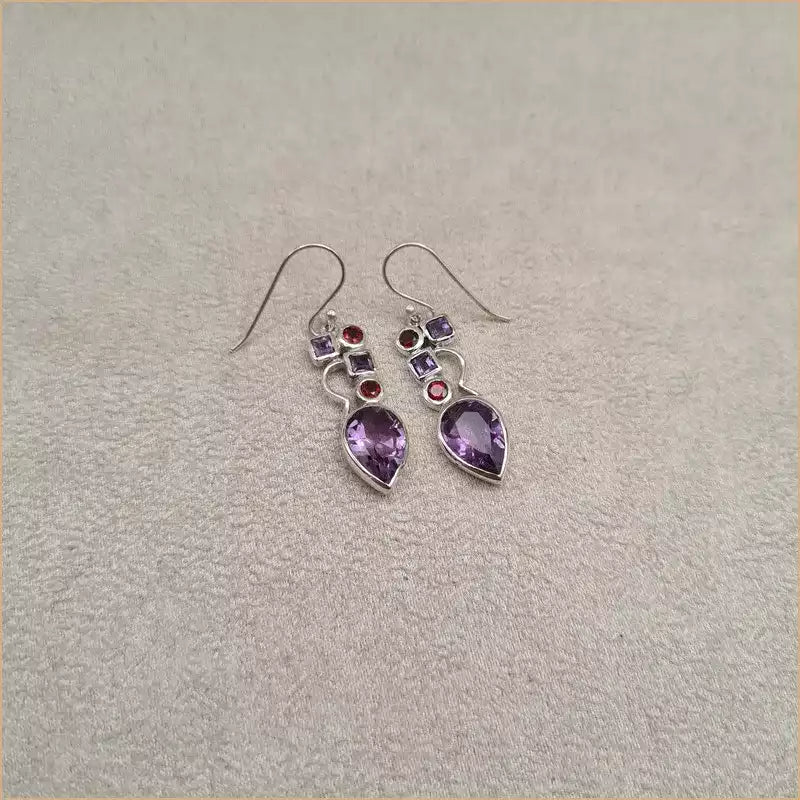Boucles d'oreilles pendantes en améthyste "EI1327.A"