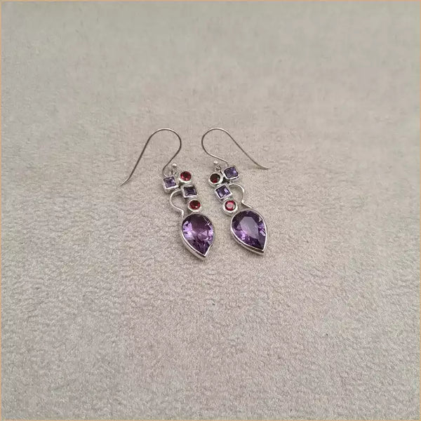 Boucles d'oreilles pendantes en améthyste "EI1327.A"