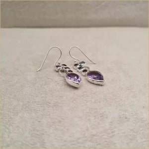 Boucles d'oreilles pendantes en améthyste "EI1327.A"