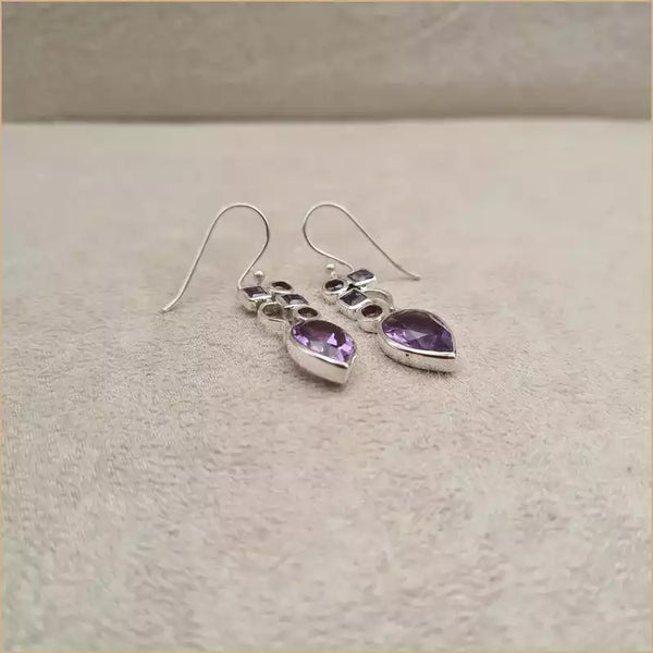 Boucles d'oreilles pendantes en améthyste "EI1327.A"