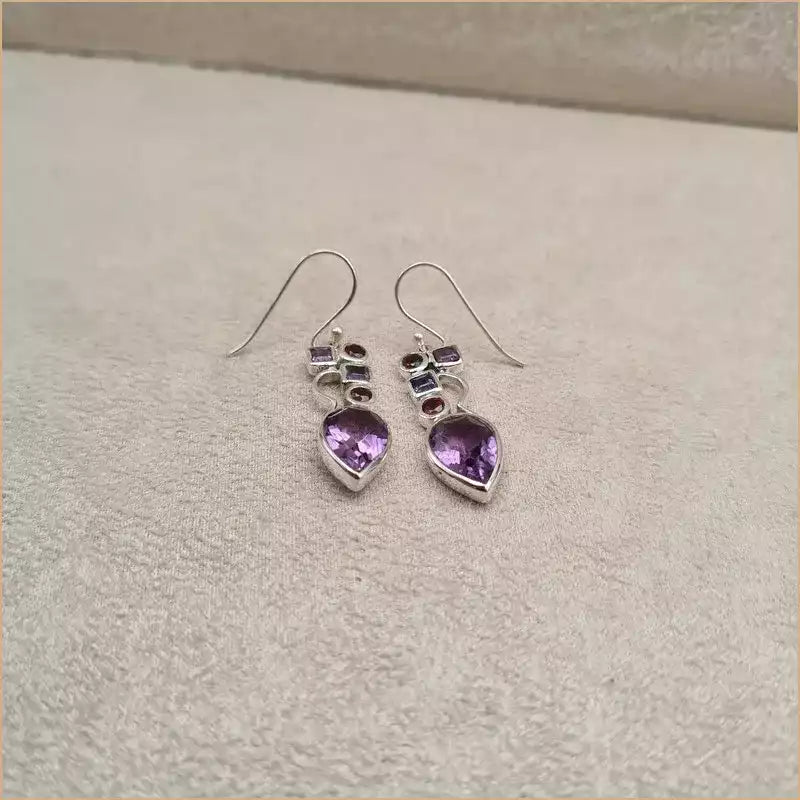Boucles d'oreilles pendantes en améthyste "EI1327.A"