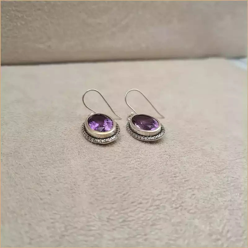 Boucles d'oreilles ovales en améthyste "EI1330.A"