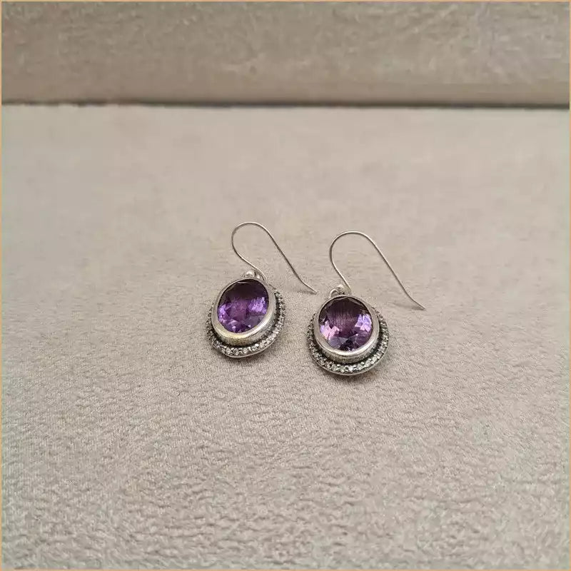 Boucles d'oreilles ovales en améthyste "EI1330.A"