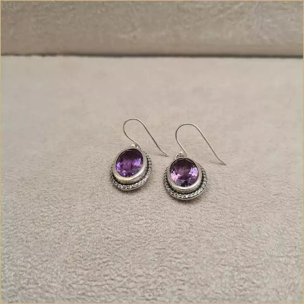 Boucles d'oreilles ovales en améthyste "EI1330.A"