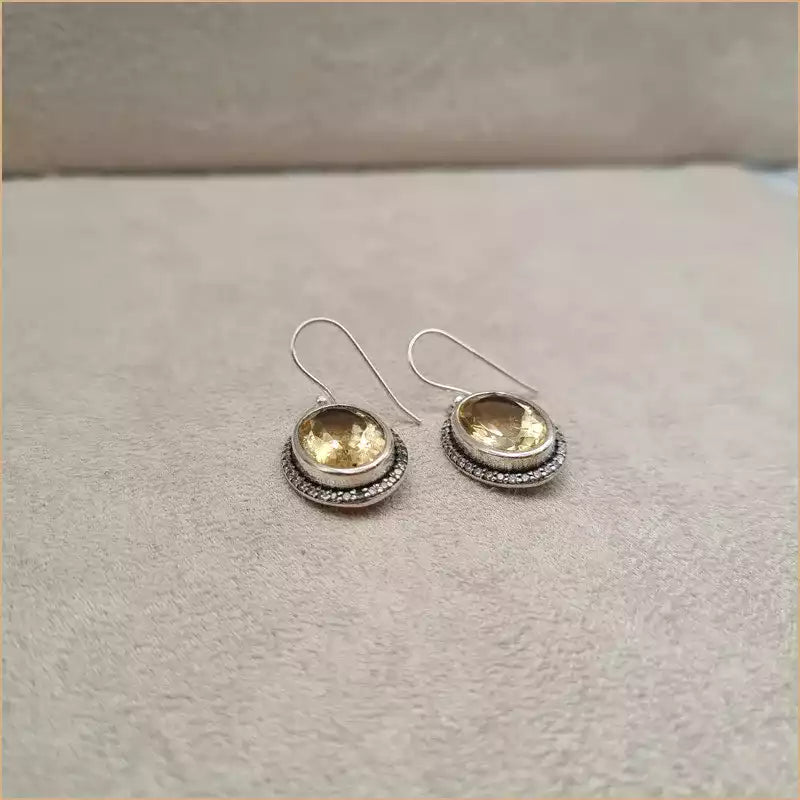 Grosses boucles d'oreilles ovales en citrine "EI1330.C"
