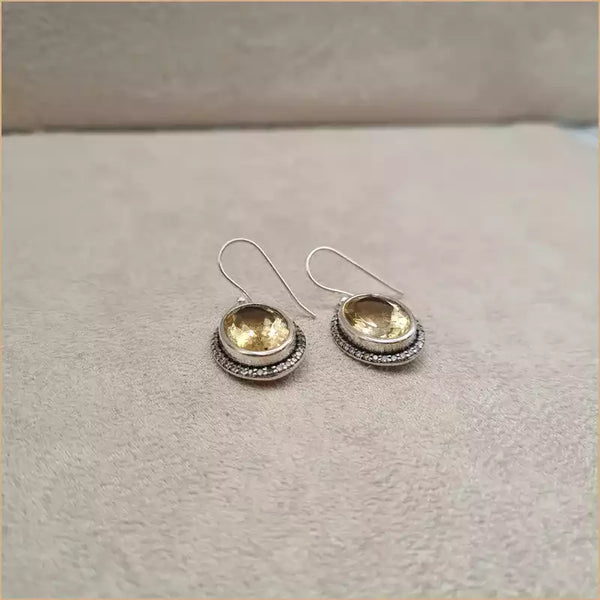Grosses boucles d'oreilles ovales en citrine "EI1330.C"