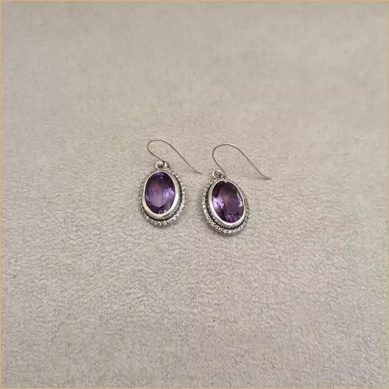 Boucles d'oreilles ovales en améthyste "EI1330.A"