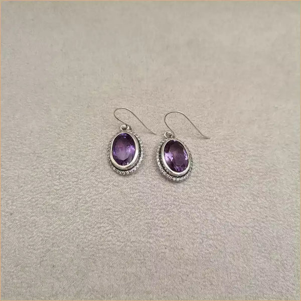 Boucles d'oreilles ovales en améthyste "EI1330.A"