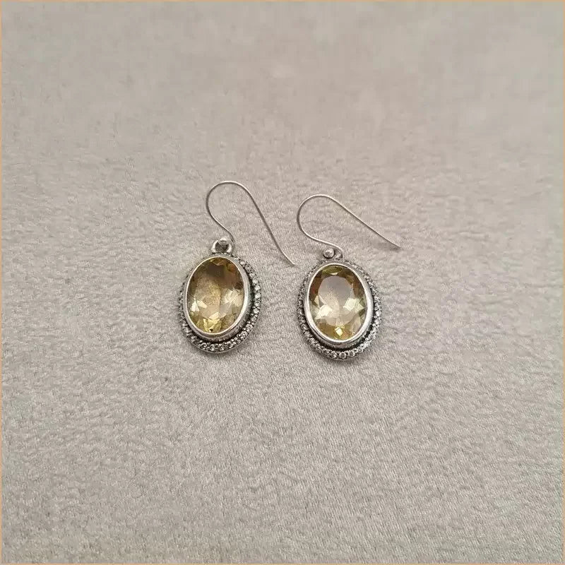 Grosses boucles d'oreilles ovales en citrine "EI1330.C"