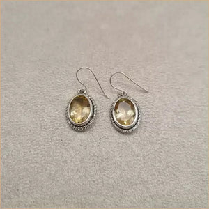 Grosses boucles d'oreilles ovales en citrine "EI1330.C"