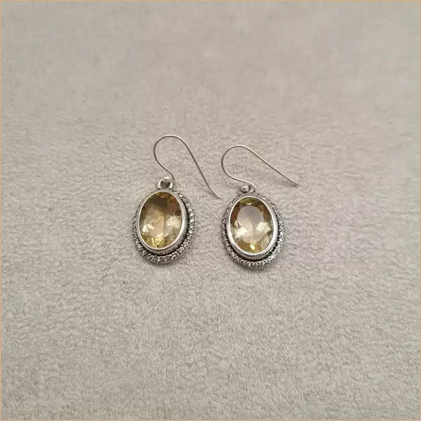 Grosses boucles d'oreilles ovales en citrine "EI1330.C"