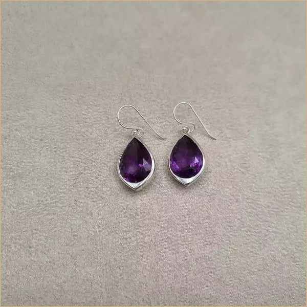 Boucles d'oreilles ovales en améthyste "EI1332.A"