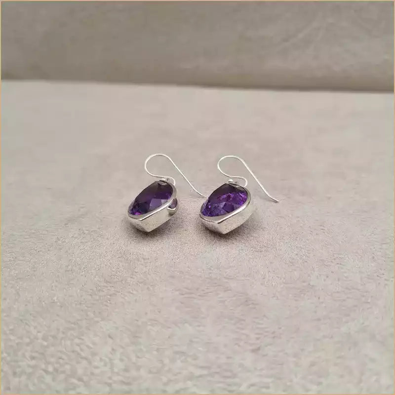 Boucles d'oreilles ovales en améthyste "EI1332.A"