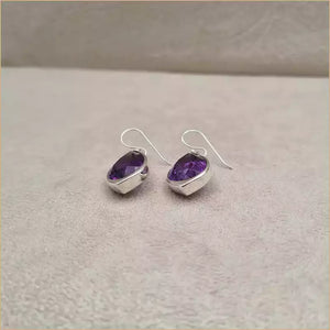 Boucles d'oreilles ovales en améthyste "EI1332.A"