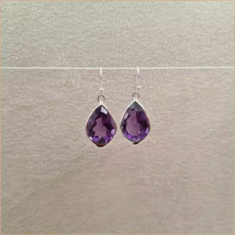 Boucles d'oreilles ovales en améthyste "EI1332.A"