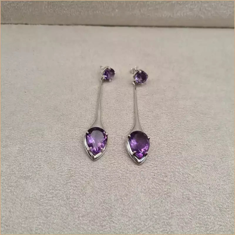 Boucles d'oreilles pendantes en améthyste "EI1333.A"