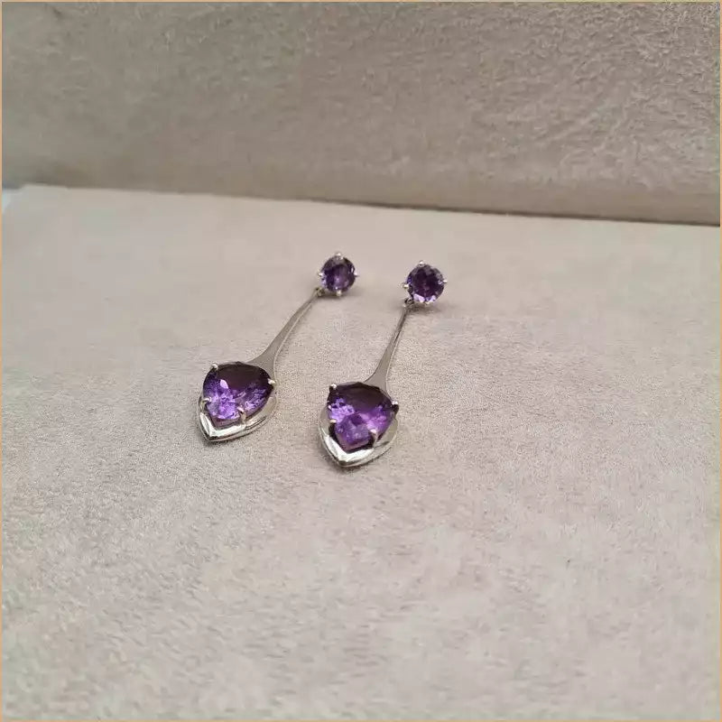 Boucles d'oreilles pendantes en améthyste "EI1333.A"
