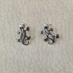 Boucles d'oreilles mabouya lézard en nacre blanche "EN1067.W"