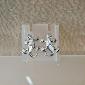 Boucles d'oreilles mabouya lézard en nacre blanche "EN1067.W"