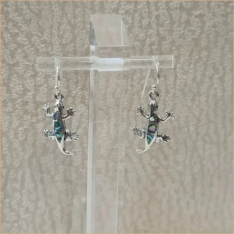 Boucles d’oreilles pendantes mabouya lézard en abalone “EN1068.A”