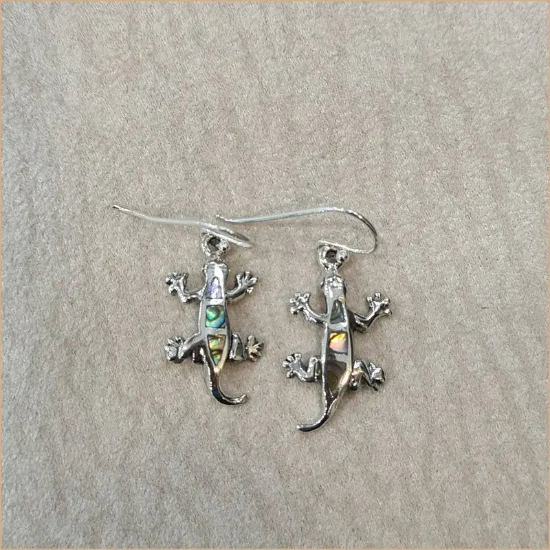 Boucles d’oreilles pendantes mabouya lézard en abalone “EN1068.A”