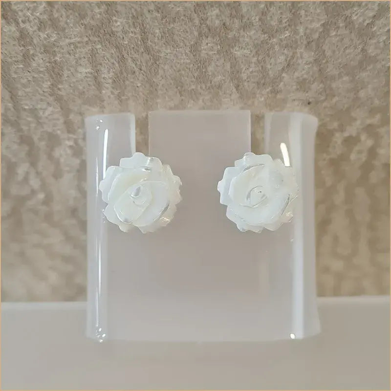Boucle d’oreilles roses en nacre blanche “EN1086.W”