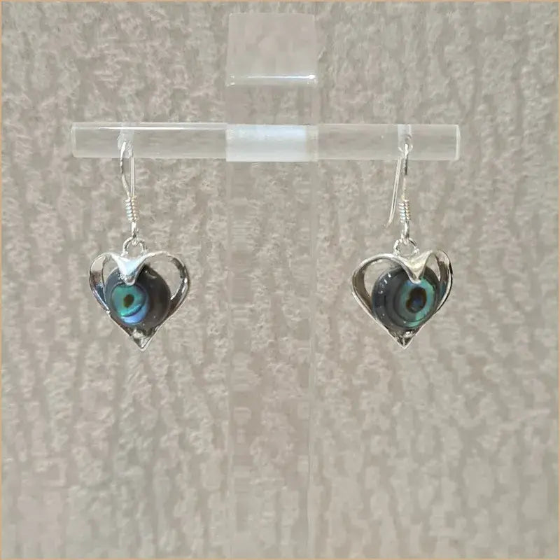 Boucle d’oreilles pendantes coeur en abalone “EN1087.A”