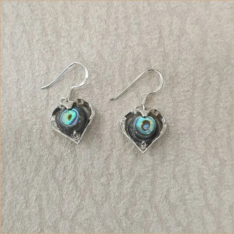 Boucle d’oreilles pendantes coeur en abalone “EN1087.A”