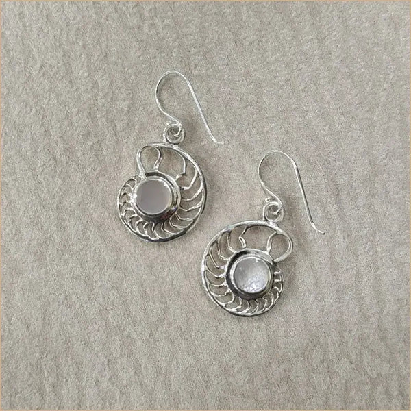 Boucles d’oreilles coquillage recto verso en abalone et en nacre blanche “EN1091.AW”