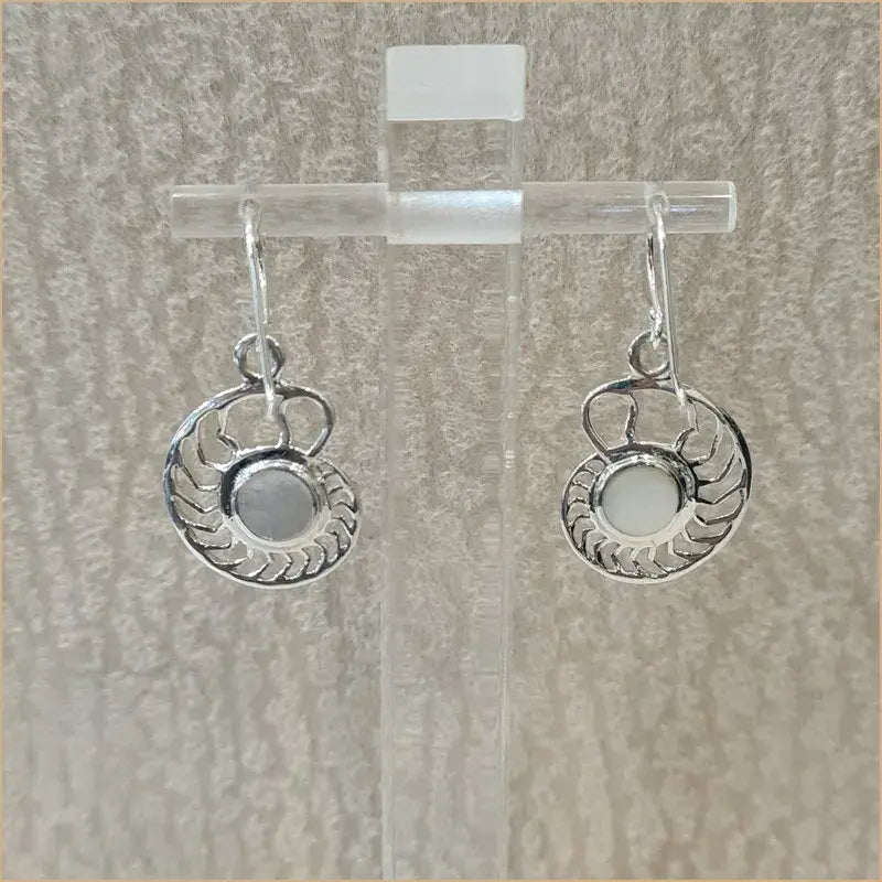 Boucles d’oreilles coquillage recto verso en abalone et en nacre blanche “EN1091.AW”