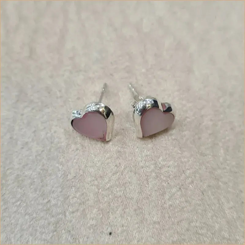 Boucles d’oreilles coeur en nacre rose “EN1101.R"