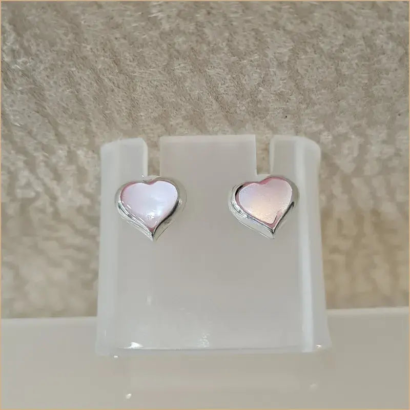 Boucles d’oreilles coeur en nacre rose “EN1101.R"