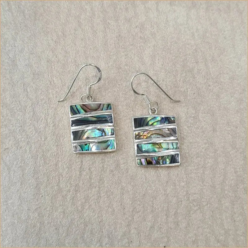 Boucles d’oreilles pendantes rectangulaires en abalone “EN1104.A"