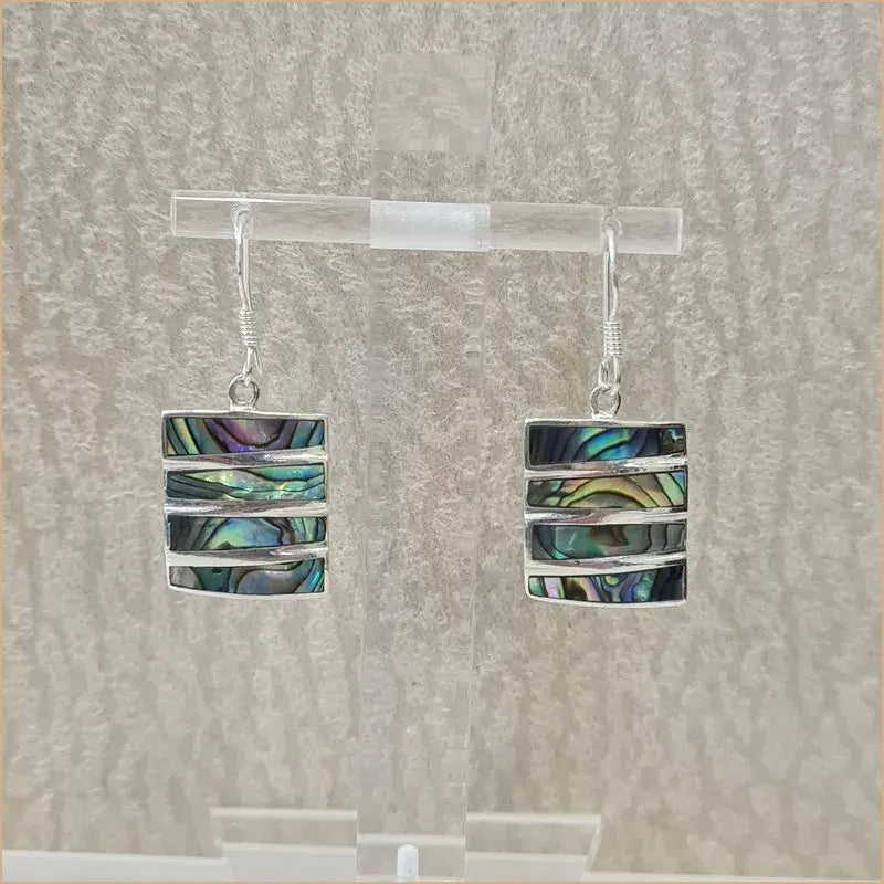 Boucles d’oreilles pendantes rectangulaires en abalone “EN1104.A"