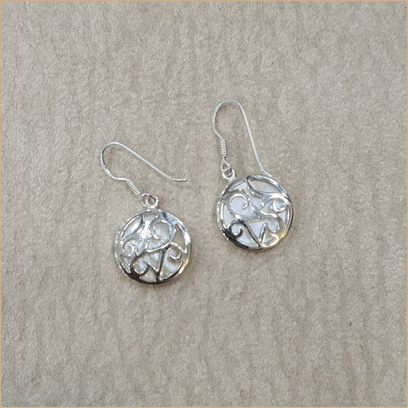 Boucles d'oreilles recto verso en nacre blanche "EN1108.W"