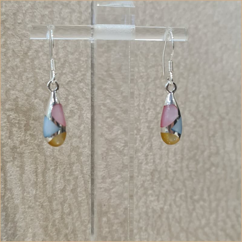 Boucles d'oreilles pendantes en nacre multicolore "EN1110.M"