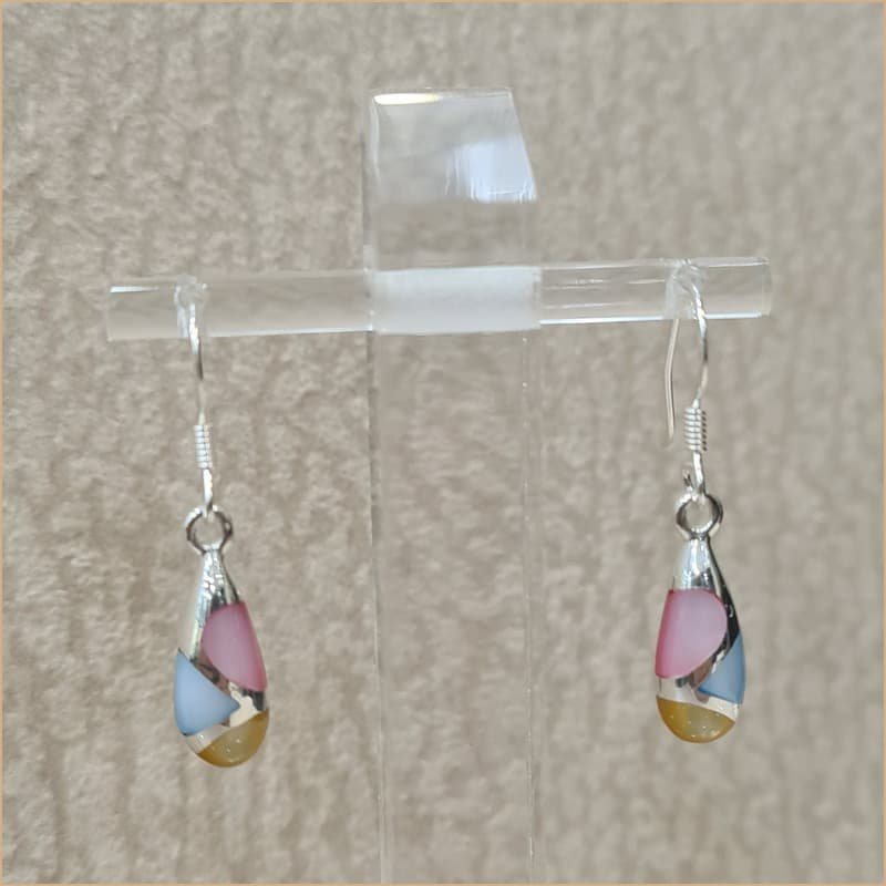Boucles d'oreilles pendantes en nacre multicolore "EN1110.M"