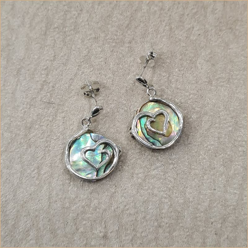 Boucles d'oreilles coeur recto verso en abalone "EN1111.A"