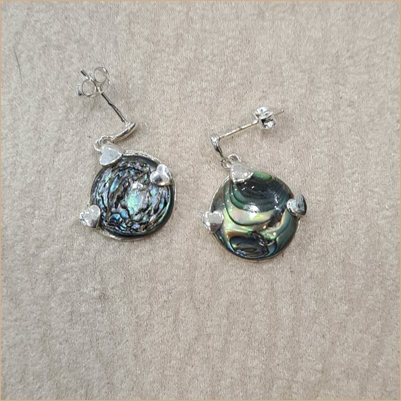 Boucles d'oreilles coeur recto verso en abalone "EN1111.A"